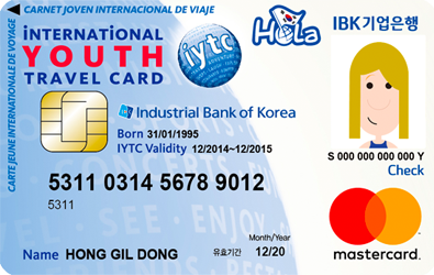 IBK기업은행 Hola 체크카드 IYTC 국제청소년증 카드